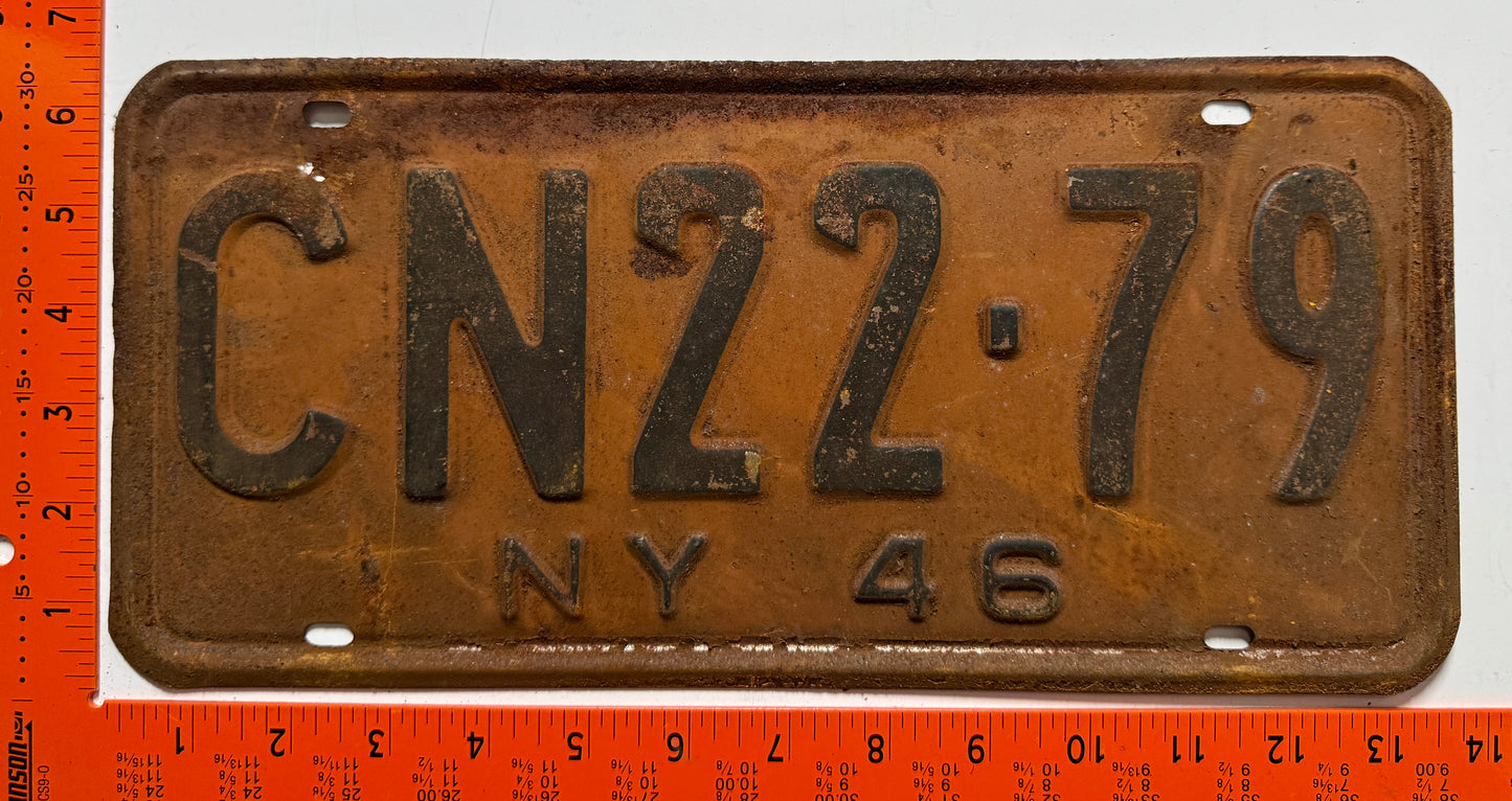 1946 New York #CN22-79 Passenger License Plate (Crafter)
