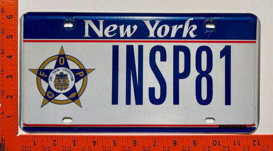 Undated New York #INSP81 Fraternal Order of Police License Plate
