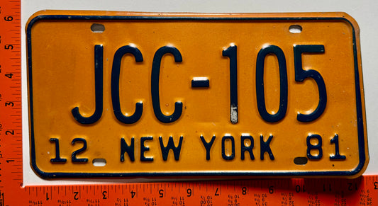 1981 New York #JCC-105 County Court Judge License Plate