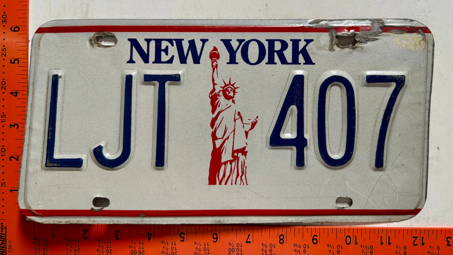 Liberty base New York #LJT 407 Passenger License Plate