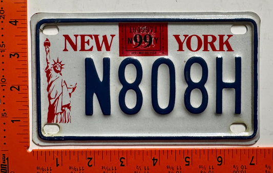 1999 New York #H808H Motorcycle License Plate