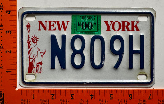 2000 New York #H809H Motorcycle License Plate