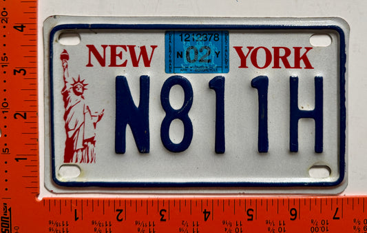 2002 New York #H811H Motorcycle License Plate