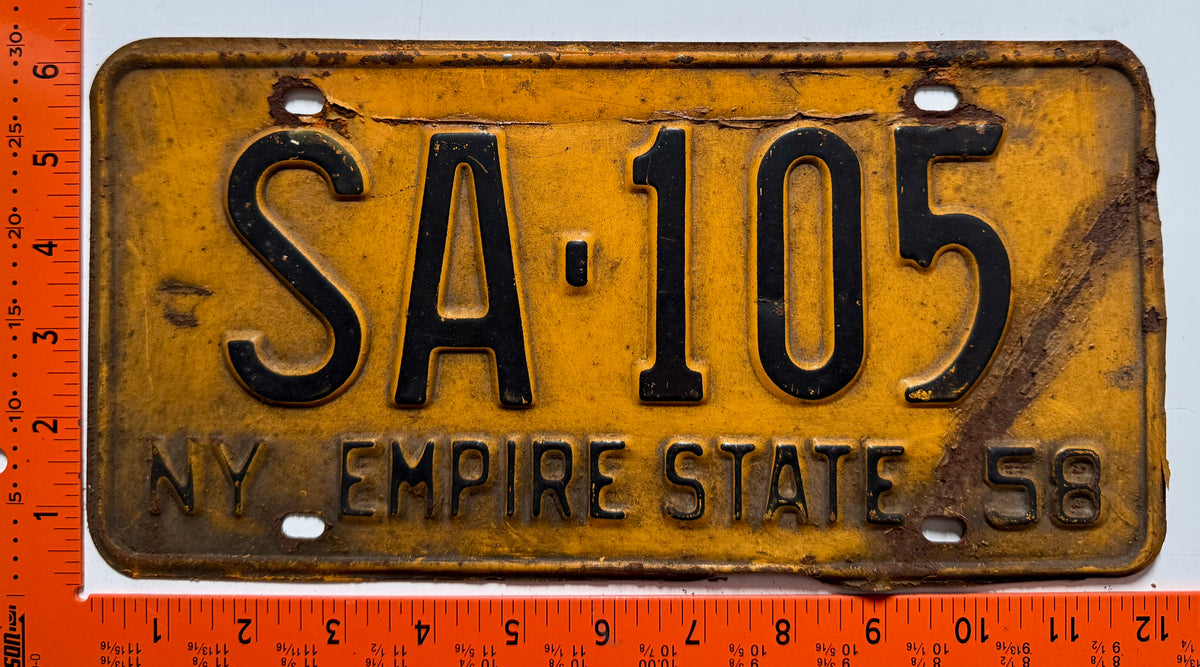 1958 New York #SA-105 Passenger License Plate (Crafter)