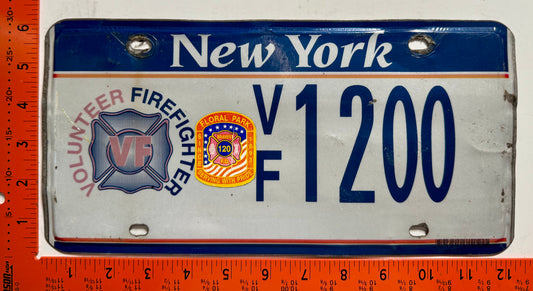 undated New York #V/F 1200 Volunteer Firefighter License Plate