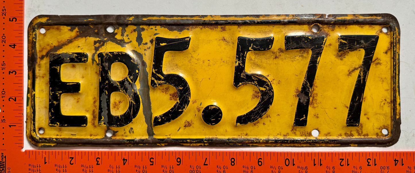 1961-1966 New Zealand #EB5-577 Tax Exempt License Plate