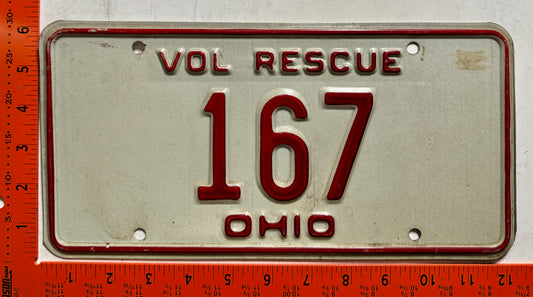 1979/1980 Ohio #167 Volunteer Rescue License Plate