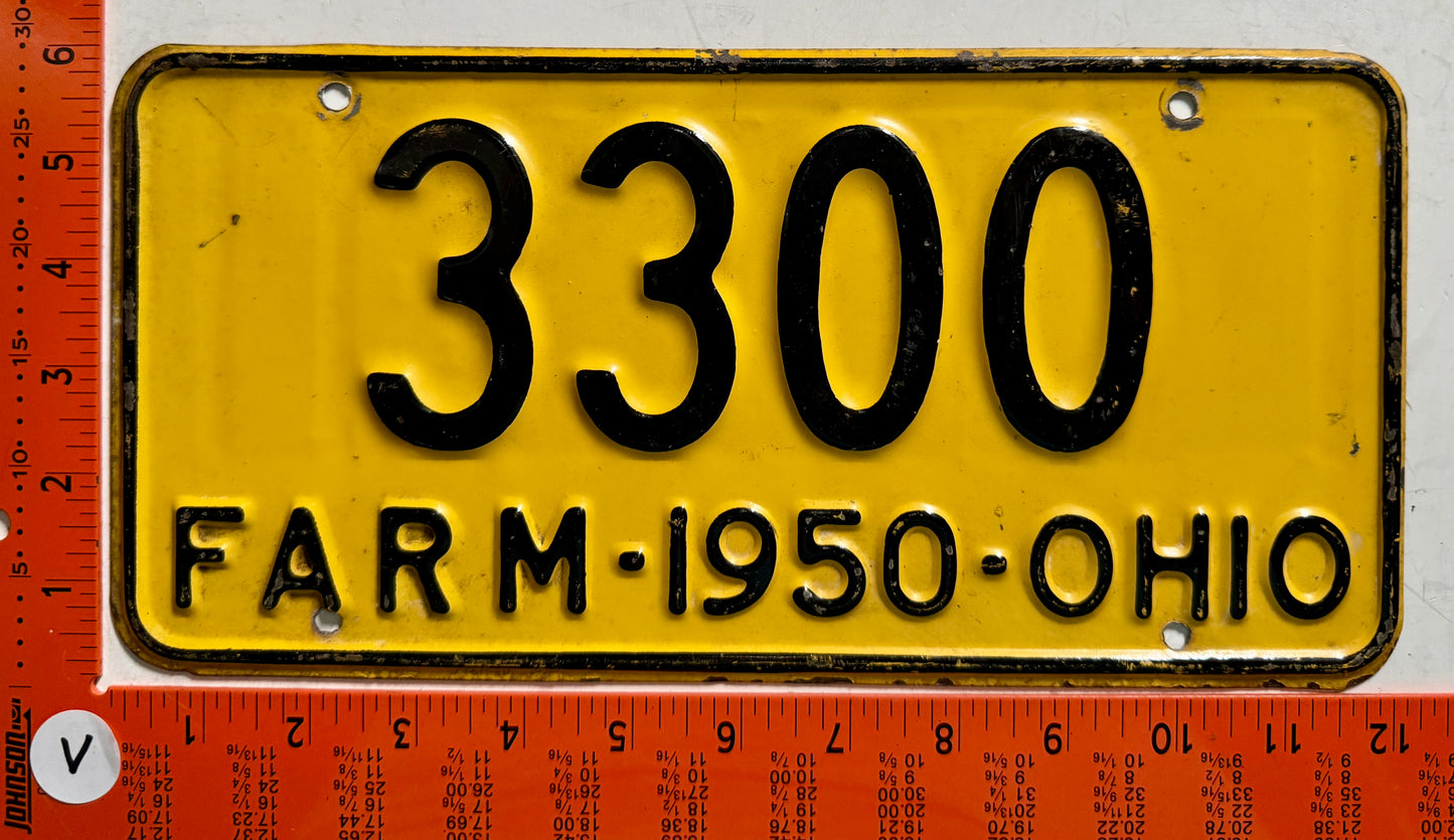 1950 Ohio #3300 Farm License Plate