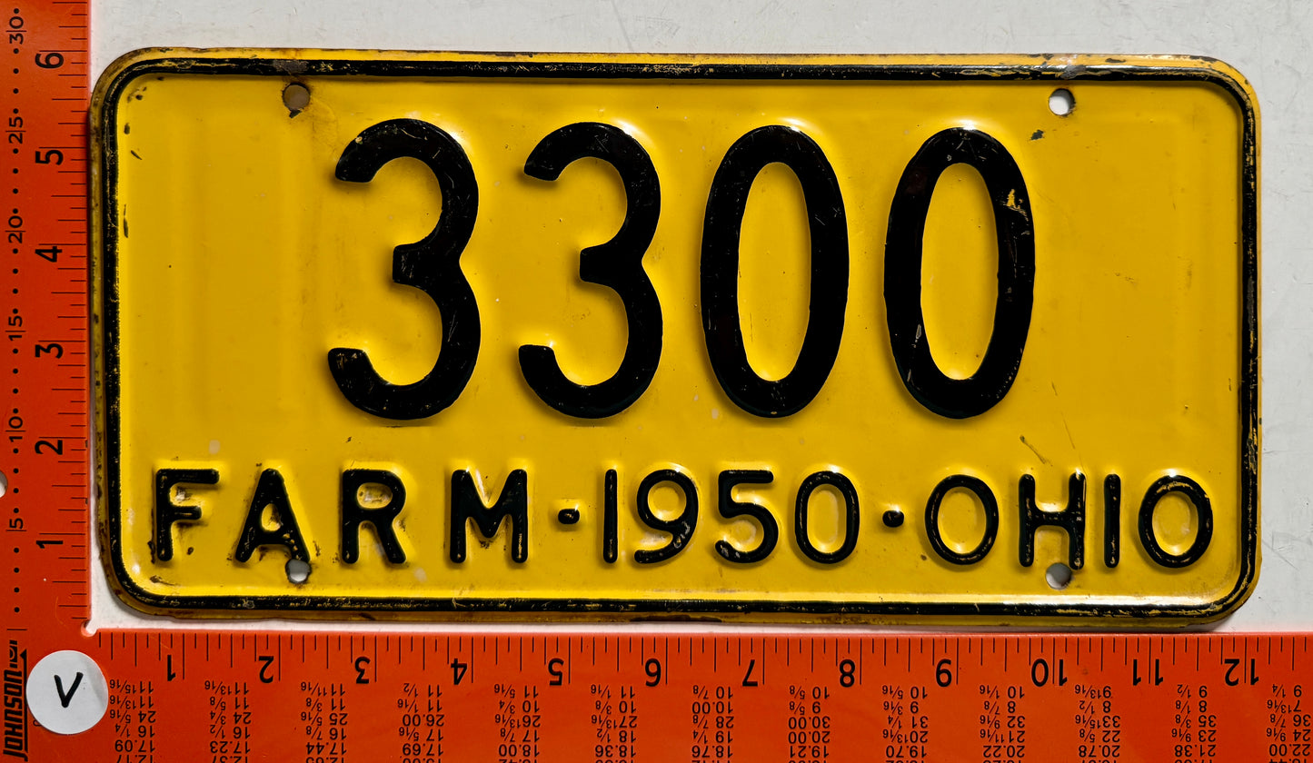 1950 Ohio #3300 Farm License Plate