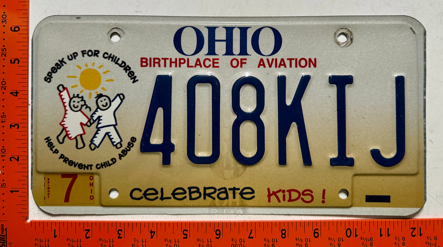 undated Ohio #408KIJ Passenger Celebrate Kids License Plate