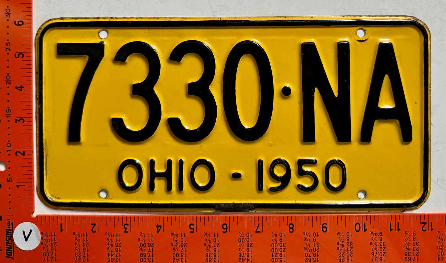 1950 Ohio #7330-NA Passenger License Plate