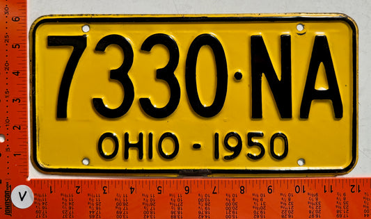1950 Ohio #7330-NA Passenger License Plate
