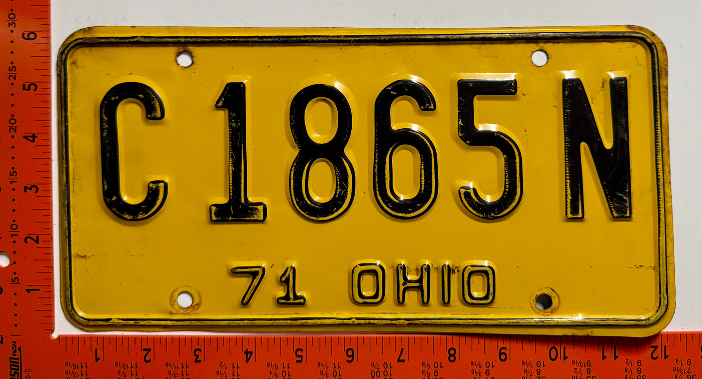 1971 Ohio #C 1865 N Passenger License Plate