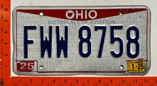 2025 Ohio #FWW 8758 Passenger License Plate
