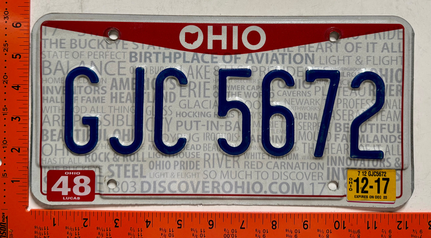 2017 Ohio #GJC 5672 Passenger License Plate