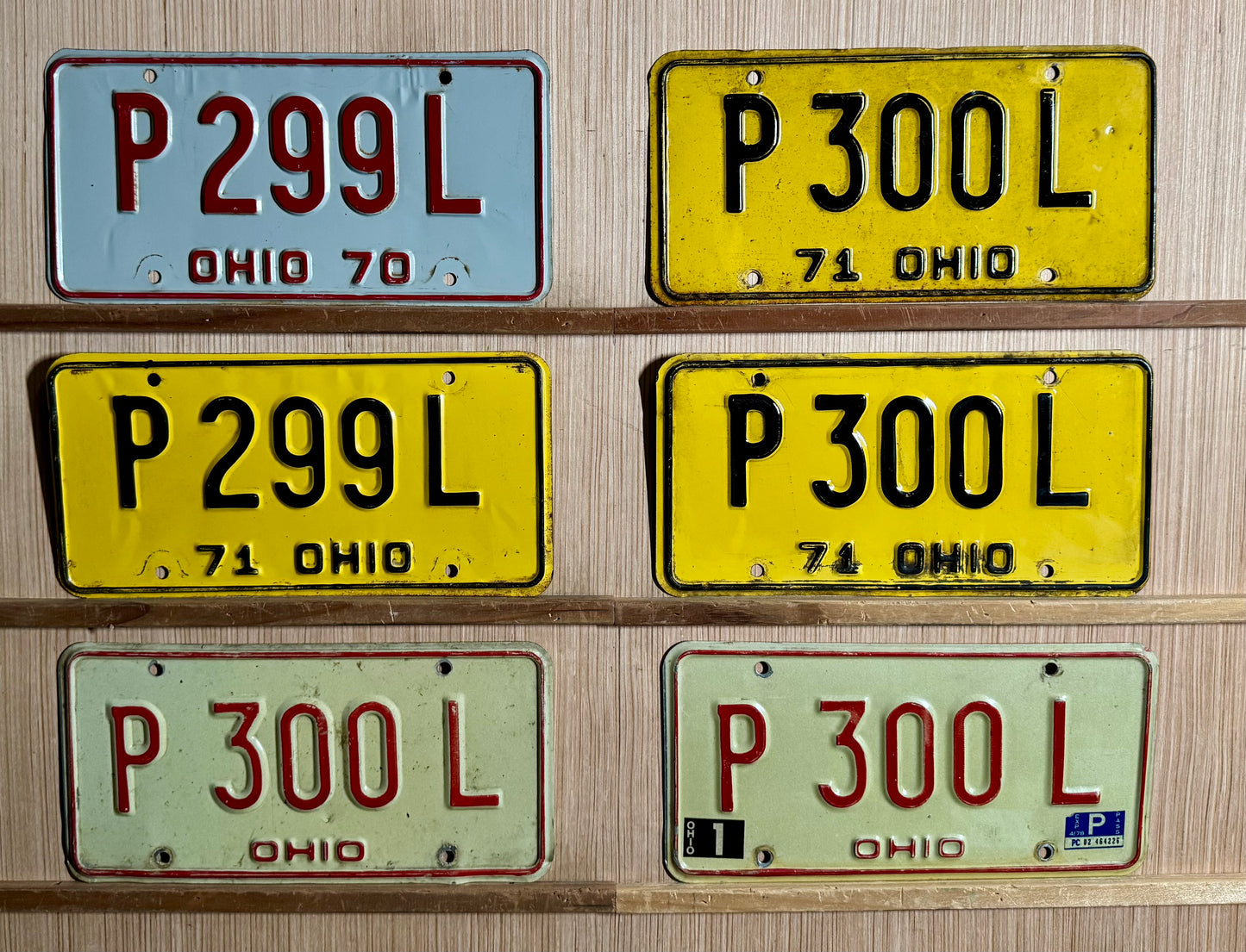 6-plate lot of Ohio Passenger License Plates #P299L and P300L