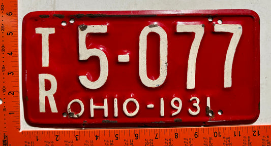1931 Ohio #T/R 5-077 "Trailer" License Plate