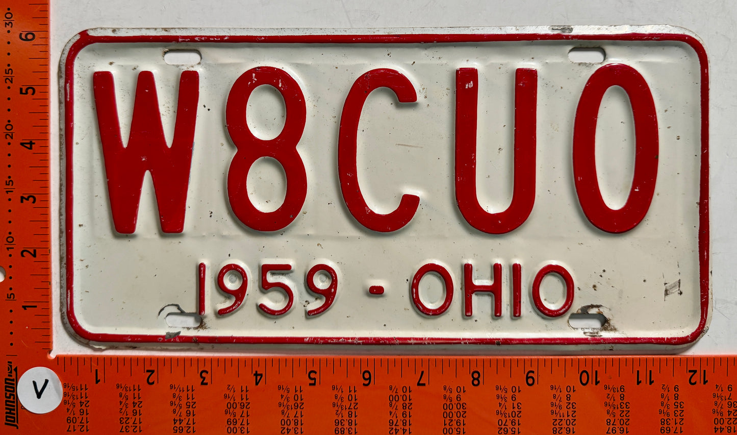 1959 Ohio #W8CUO Amateur Radio License Plate
