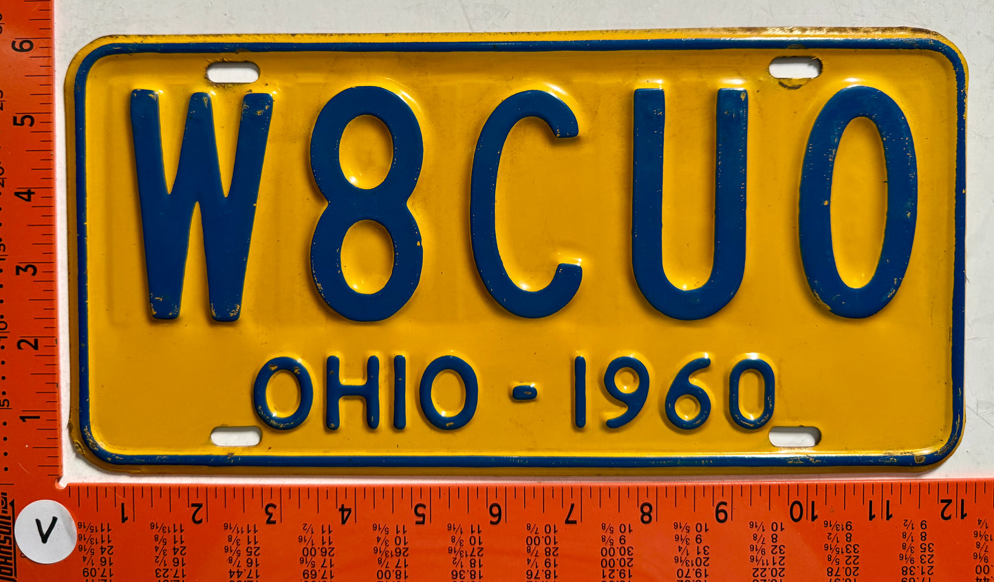 1960 Ohio #W8CUO Amateur Radio License Plate