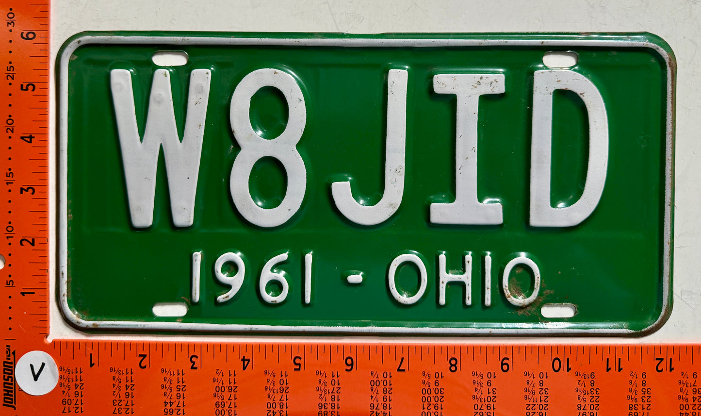 1961 Ohio #W8JID Amateur Radio License Plate