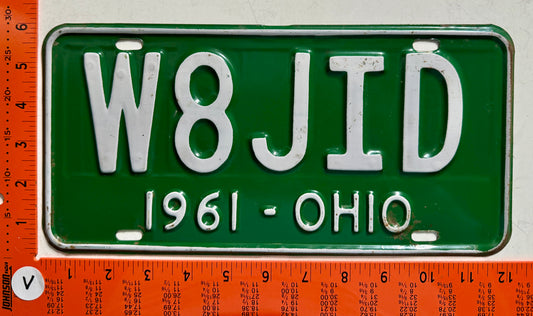 1961 Ohio #W8JID Amateur Radio License Plate