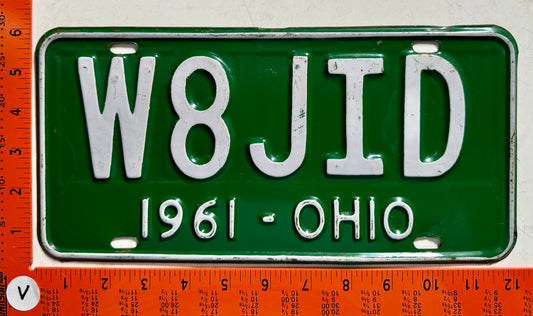 1961 Ohio #W8JID Amateur Radio License Plate