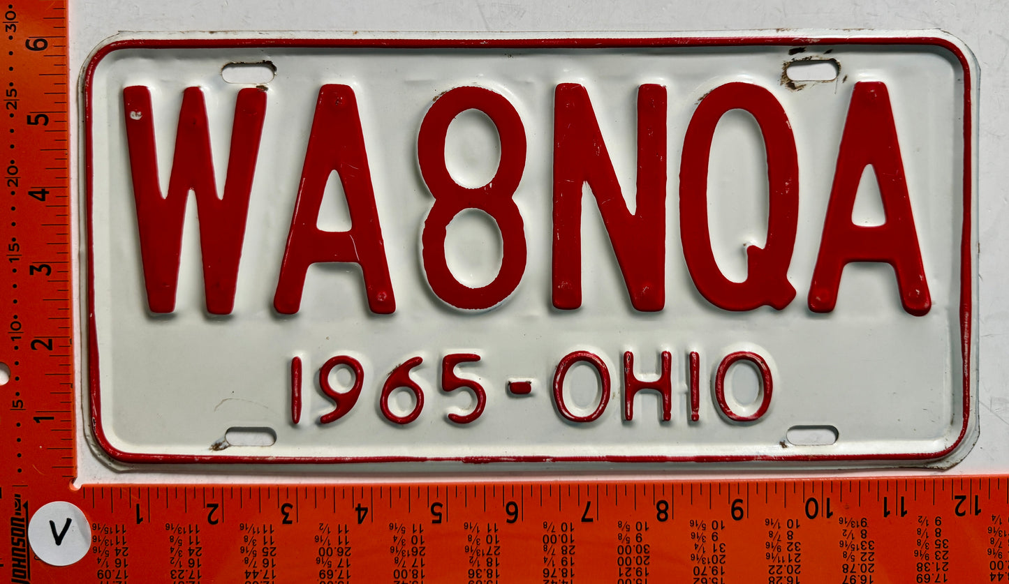1965 Ohio #WA8NQA Amateur Radio License Plate