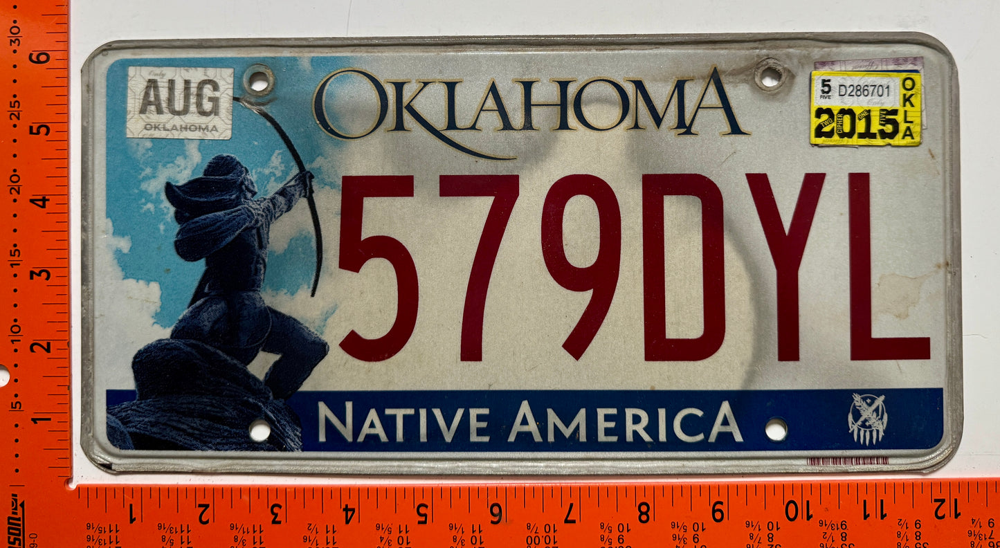 2015 Oklahoma #579DYL Passenger License Plate (Crafter)