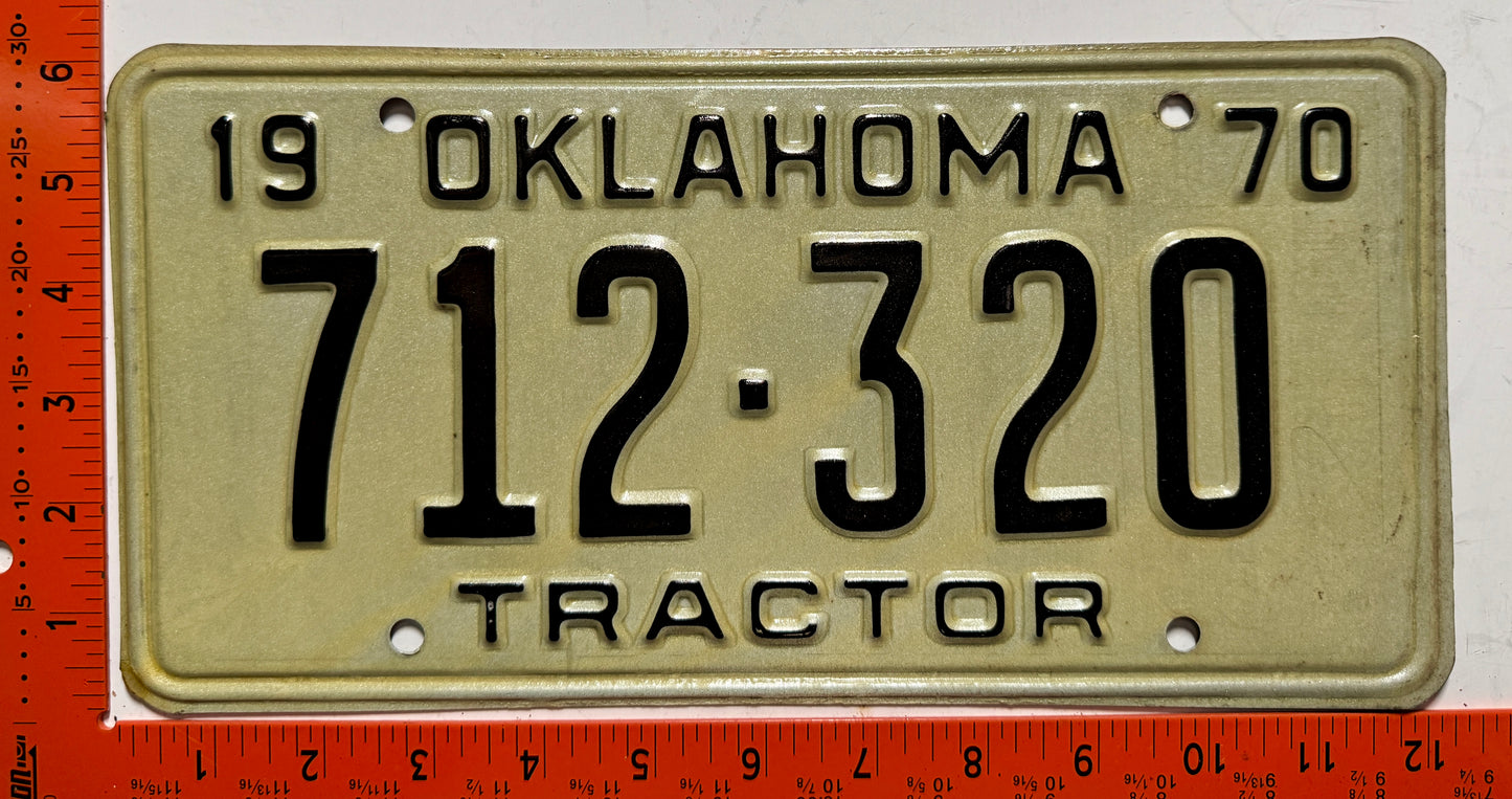 1970 Oklahoma #712-320 Tractor License Plate