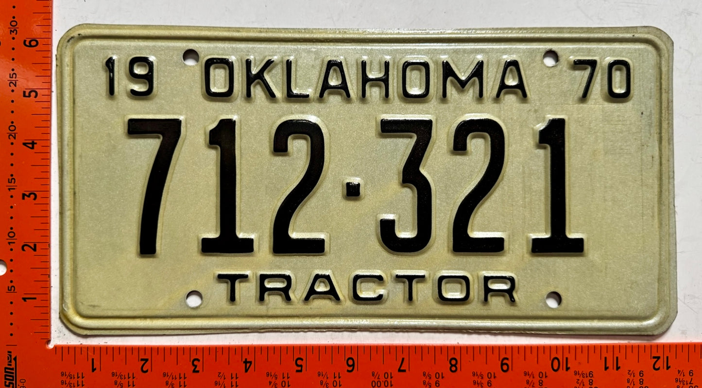 1970 Oklahoma #712-321 Tractor License Plate