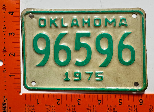 1975 Oklahoma #96596 Motorcycle License Plate