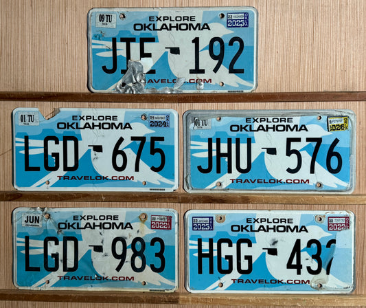 Group of 5 Oklahoma Passenger License Plates (Crafter)