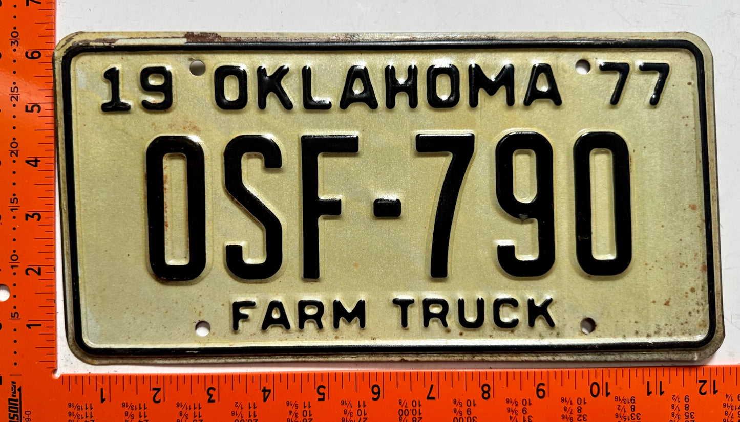 1977 Oklahoma #OSF-790 Farm Truck License Plate
