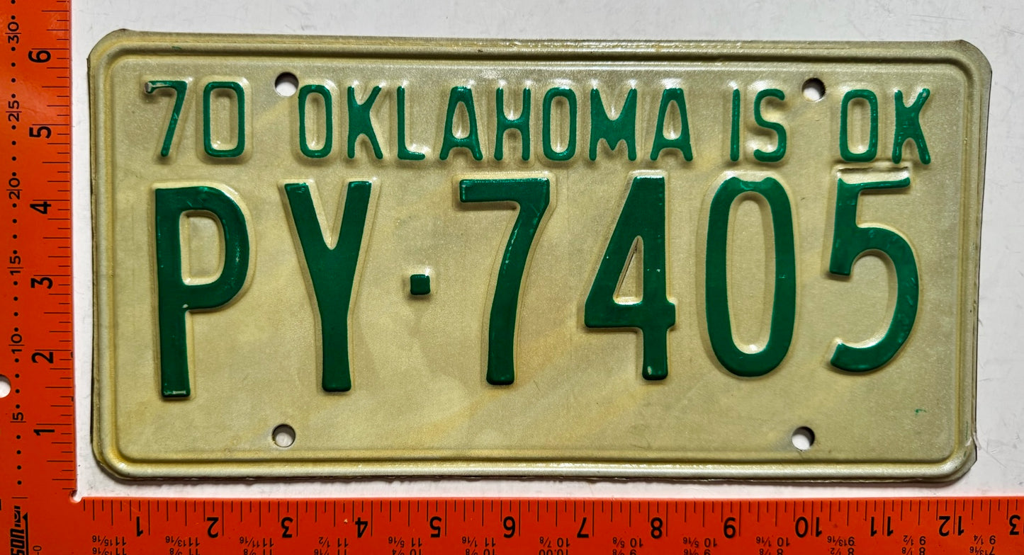 1970 Oklahoma #PY-7405 Passenger License Plate
