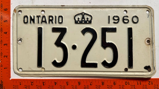 1960 Ontario #13-251 Passenger License Plate