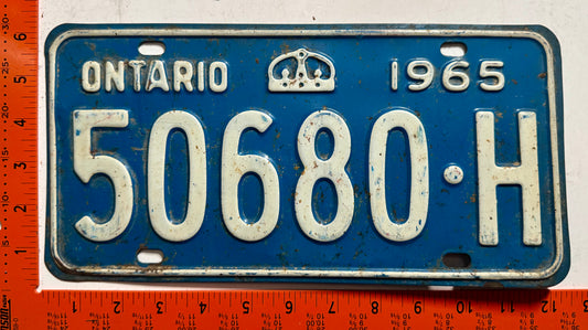 1965 Ontario #50680-H Passenger License Plate
