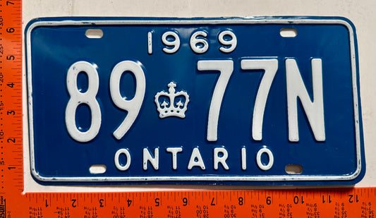 1969 Ontario #89 77N Passenger License Plate