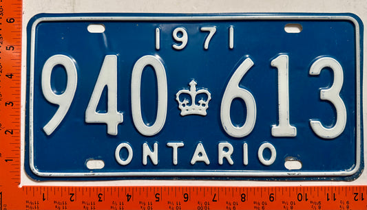 1971 Ontario #940 613 Passenger License Plate