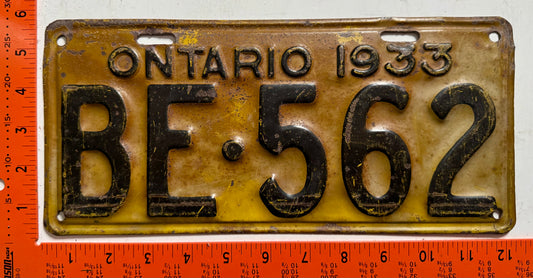 1933 Ontario #BE-562 Passenger License Plate