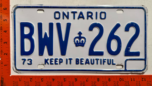 1973 Ontario #BWV 262 Passenger License Plate