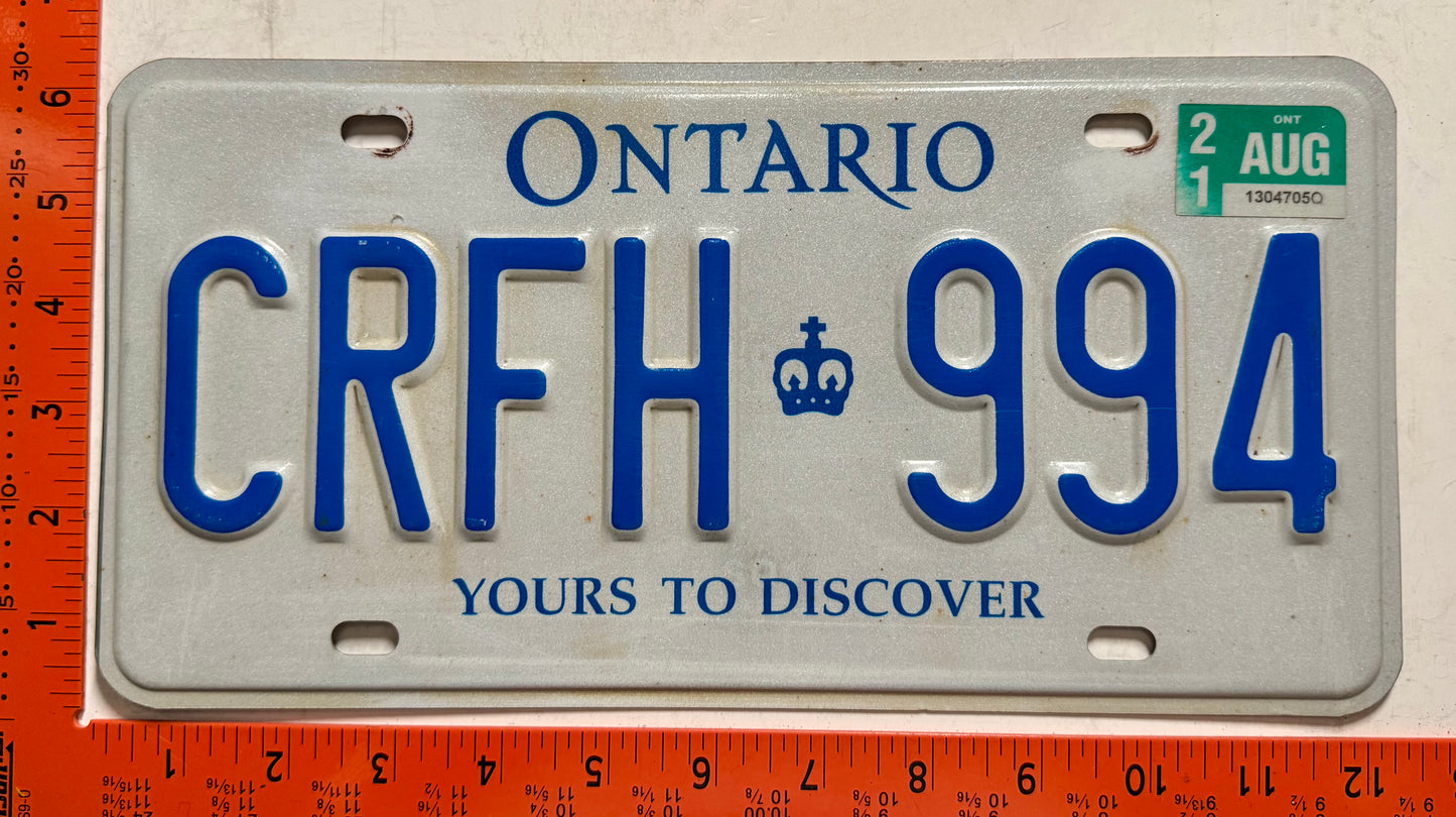 2021 Ontario #CRFH 994 Passenger License Plate