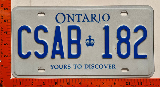 undated Ontario #CSAB 182 Passenger License Plate