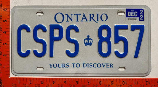 2022 Ontario #CSPS 857 Passenger License Plate