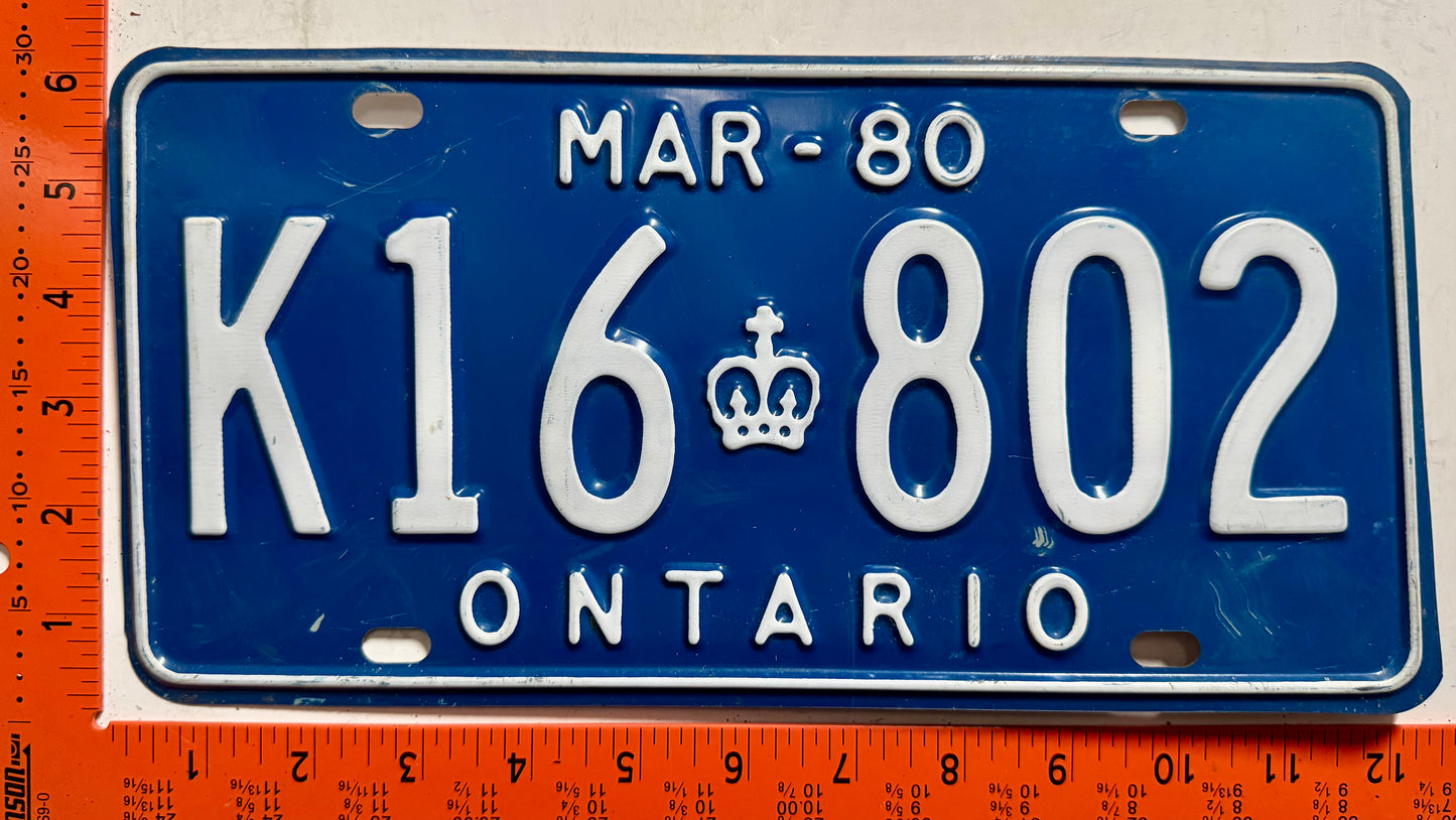 1980 Ontario #K16 802 Commercial License Plate