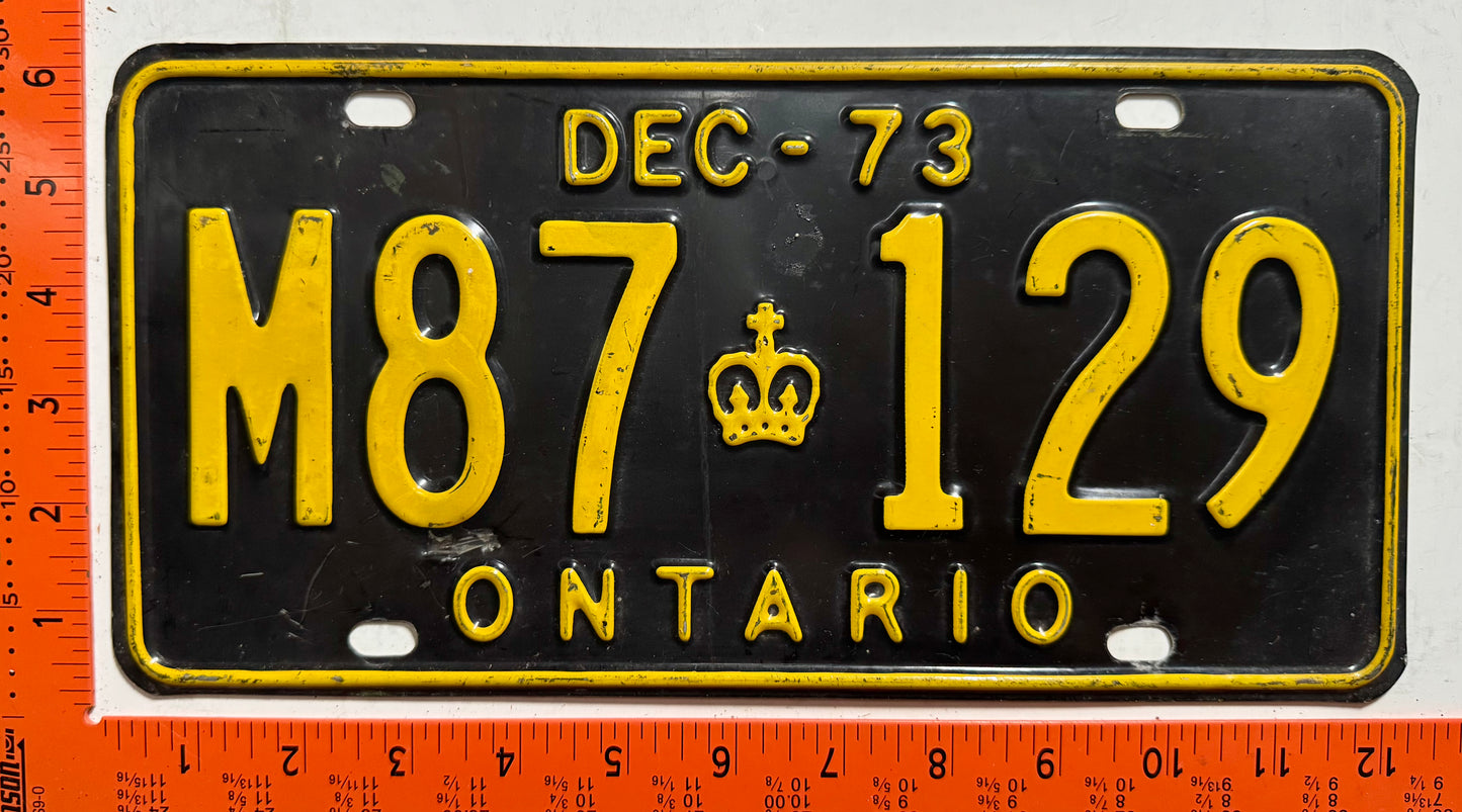 1973 Ontario #M87 129 Commercial License Plate