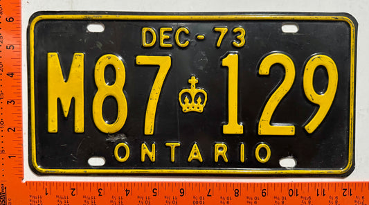 1973 Ontario #M87 129 Commercial License Plate
