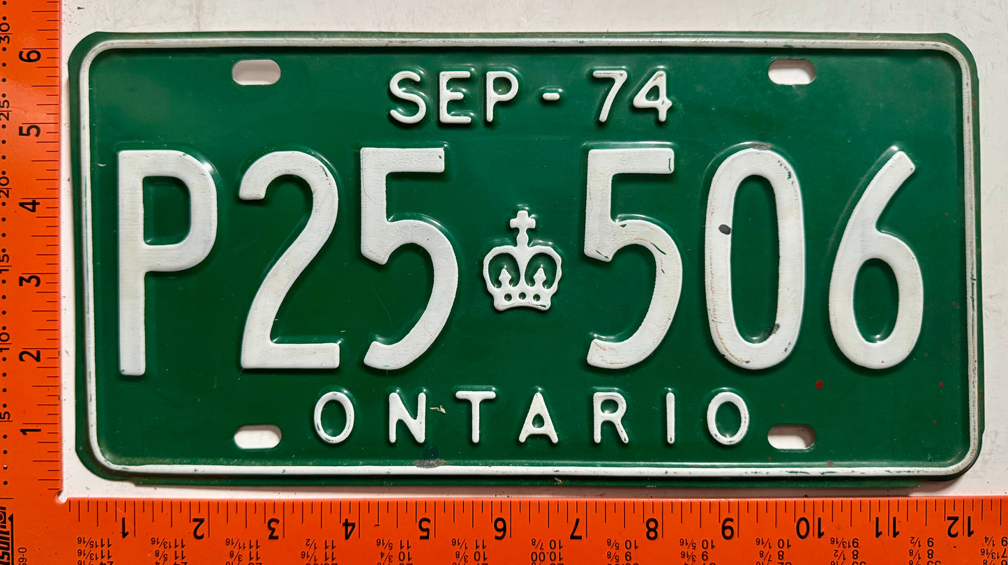 1974 Ontario #P25 506 Commercial License Plate