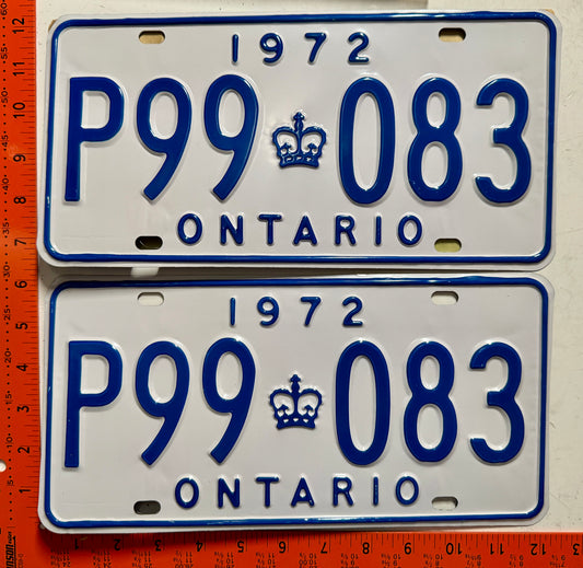1972 Ontario #P99-083 Passenger License Plate
