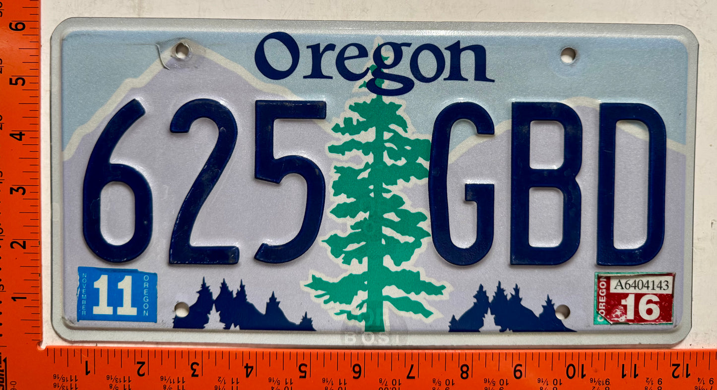 2016 Oregon #625 GBD Passenger License Plate