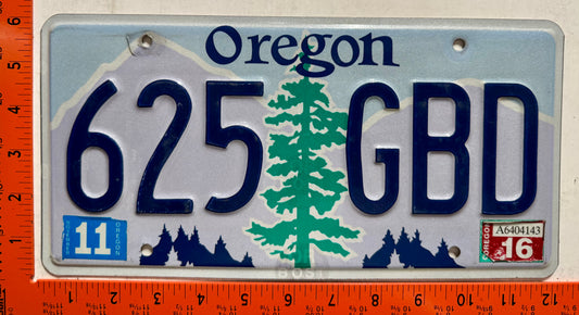 2016 Oregon #625 GBD Passenger License Plate